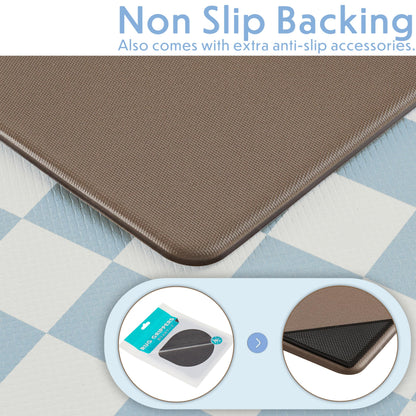 Navy Checkered Kitchen Mats, Set of 2