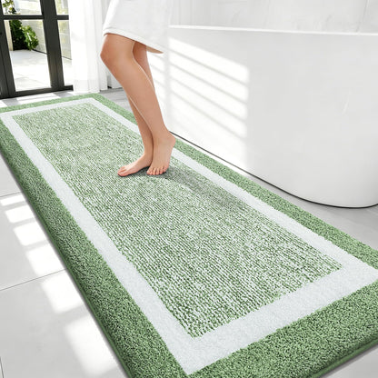 Navy and White Microfiber Bath Rug, 36 x 24