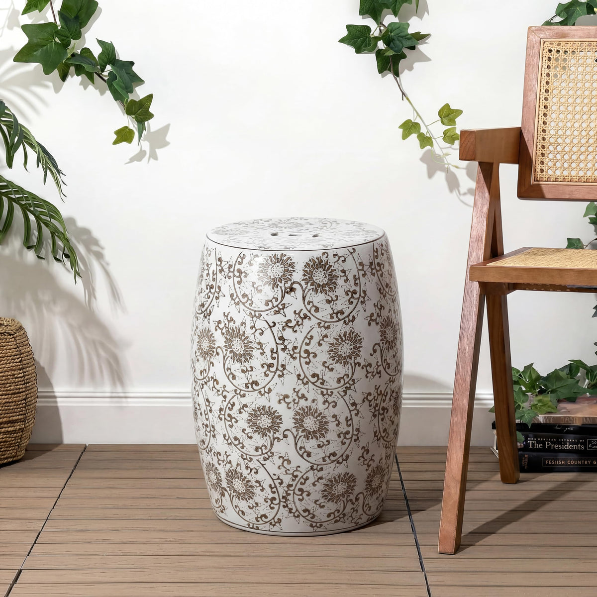 Jonathan Y Lotus Blossom Ceramic Garden Stool