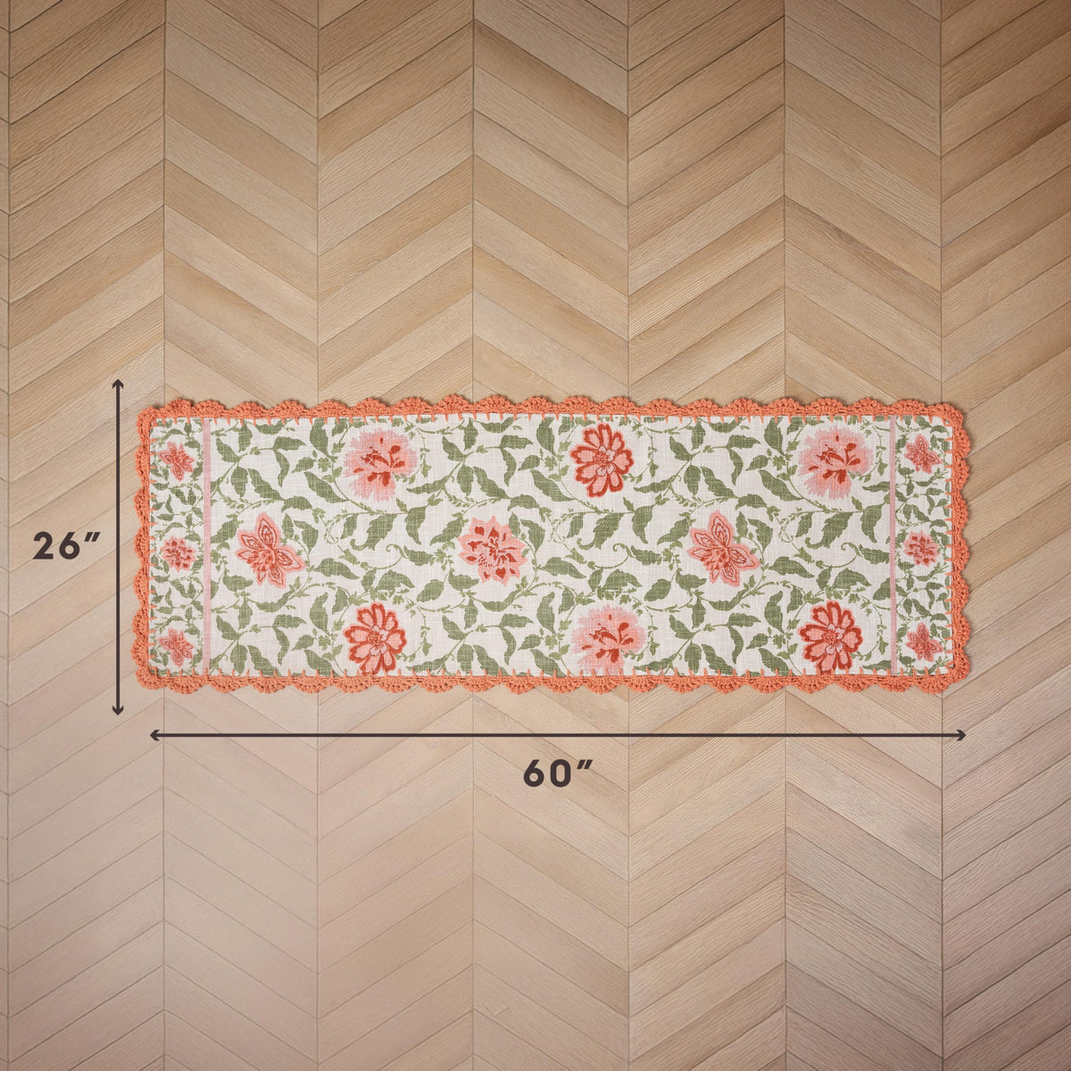 Laura Ashley Indigo Floral Crochet Border Runner Rug