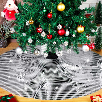 Blue and White Floral Velvet Tree Skirt, 48 Inch