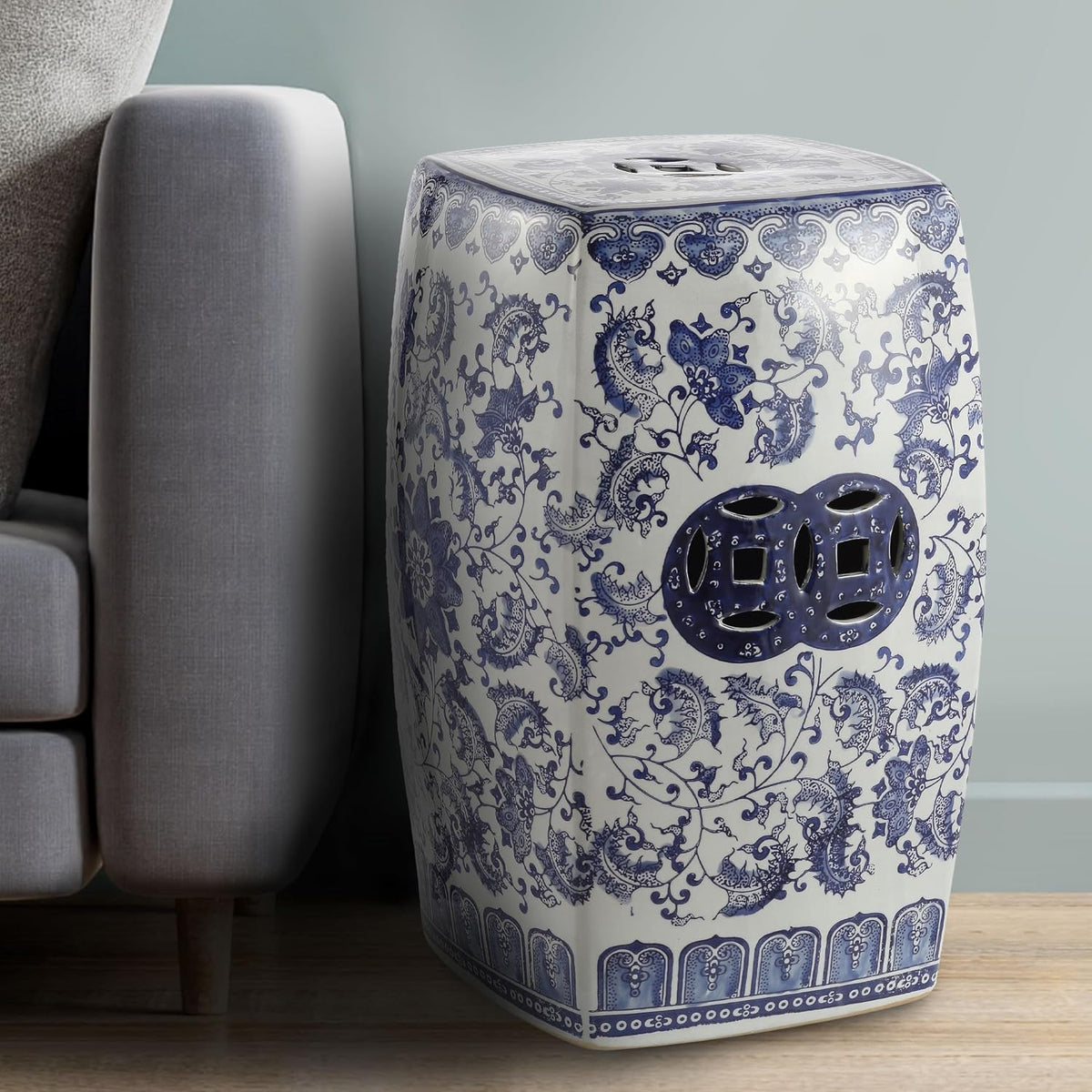 Jonathan Y Floral Vine Square Garden Stool