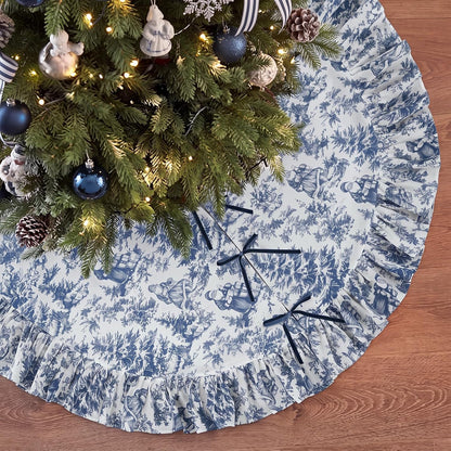 Blue Chinoiserie Christmas Tree Skirt, 48 Inch