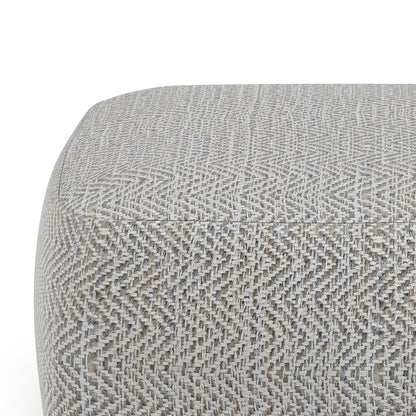 Simpli Home Cowan Blue Wool Square Pouf