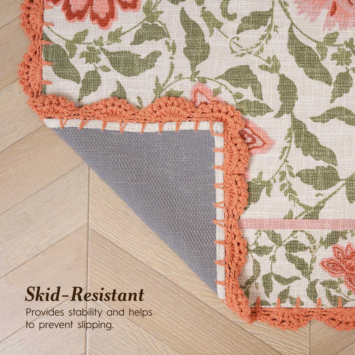 Laura Ashley Indigo Floral Crochet Border Runner Rug