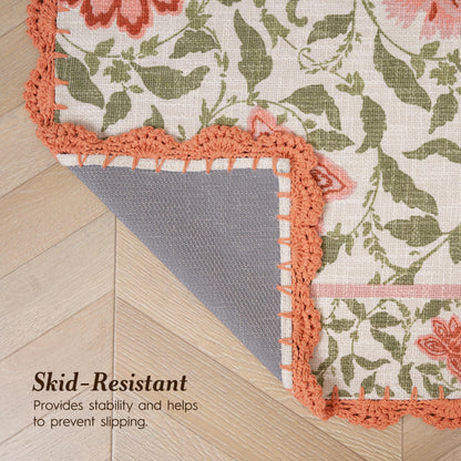Laura Ashley Indigo Floral Crochet Border Runner Rug