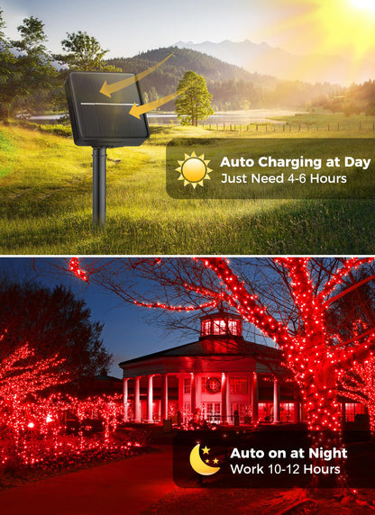 Solar Christmas String Lights, 100 LED, 40 ft