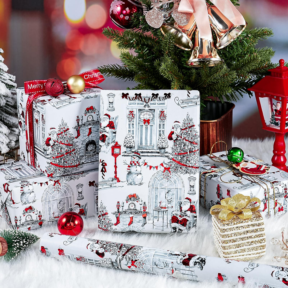 Blue Toile Christmas Wrapping Paper