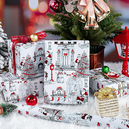 Blue Toile Christmas Wrapping Paper