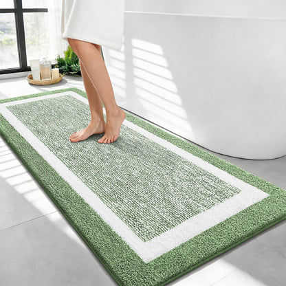 Navy and White Microfiber Bath Rug, 36 x 24