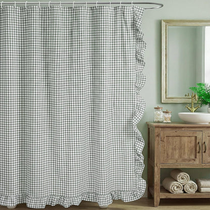 Ruffled Gingham Shower Curtain, 72 x 72