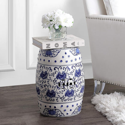 Jonathan Y Lotus Chinoiserie Garden Stool, 17.75"