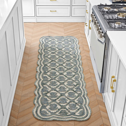 Laura Ashley Scalloped Washable Runner Rug