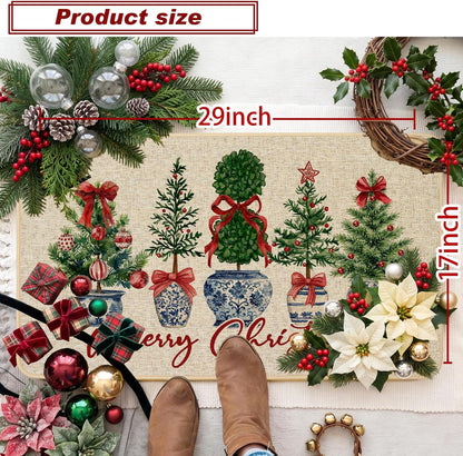 Chinoiserie Christmas Doormat, 17 x 29 Inch