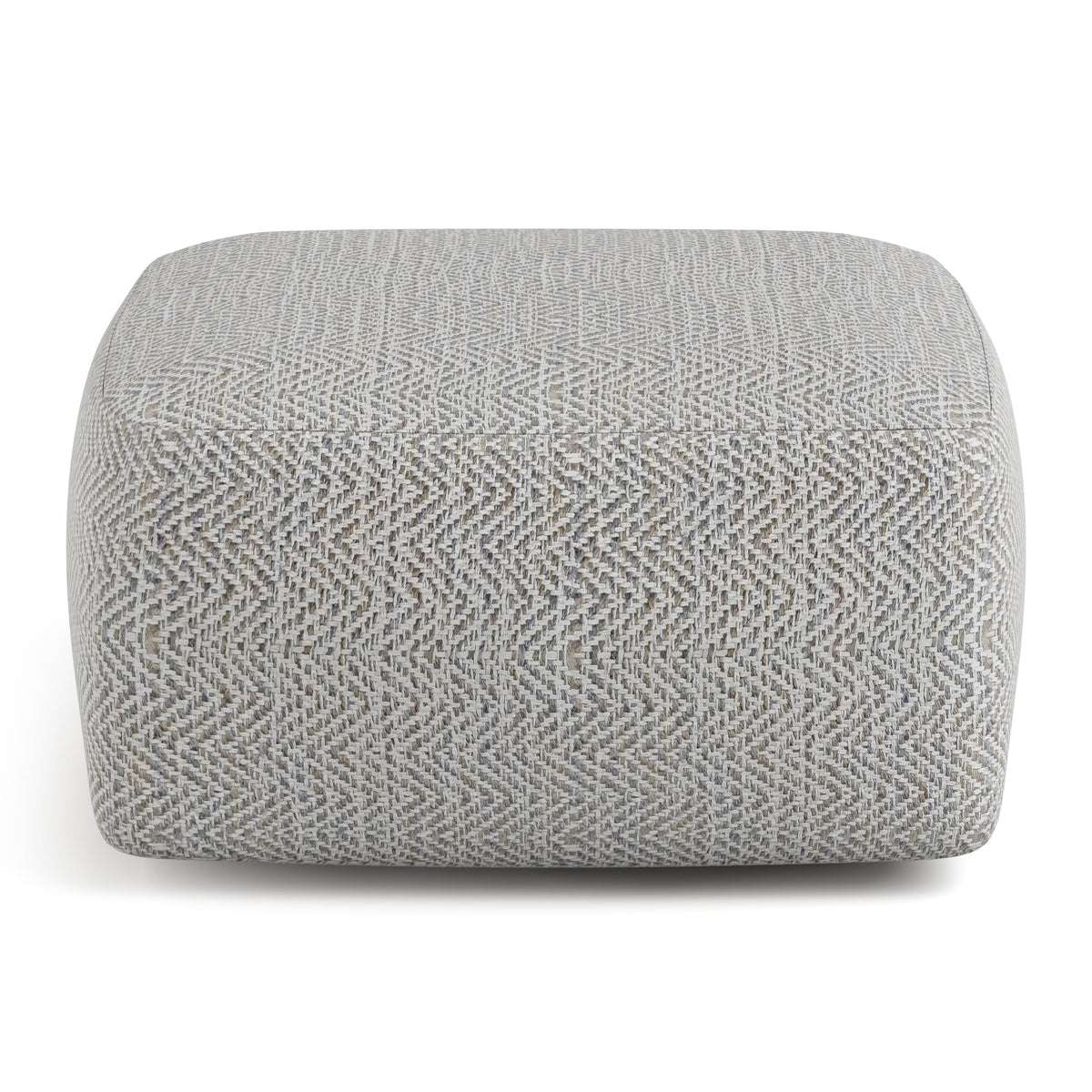 Simpli Home Cowan Blue Wool Square Pouf