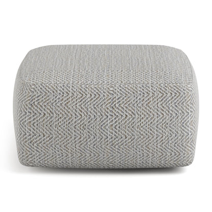Simpli Home Cowan Blue Wool Square Pouf