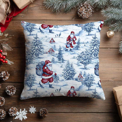 Blue Christmas Toile Pillow Covers, 18x18, Set of 2