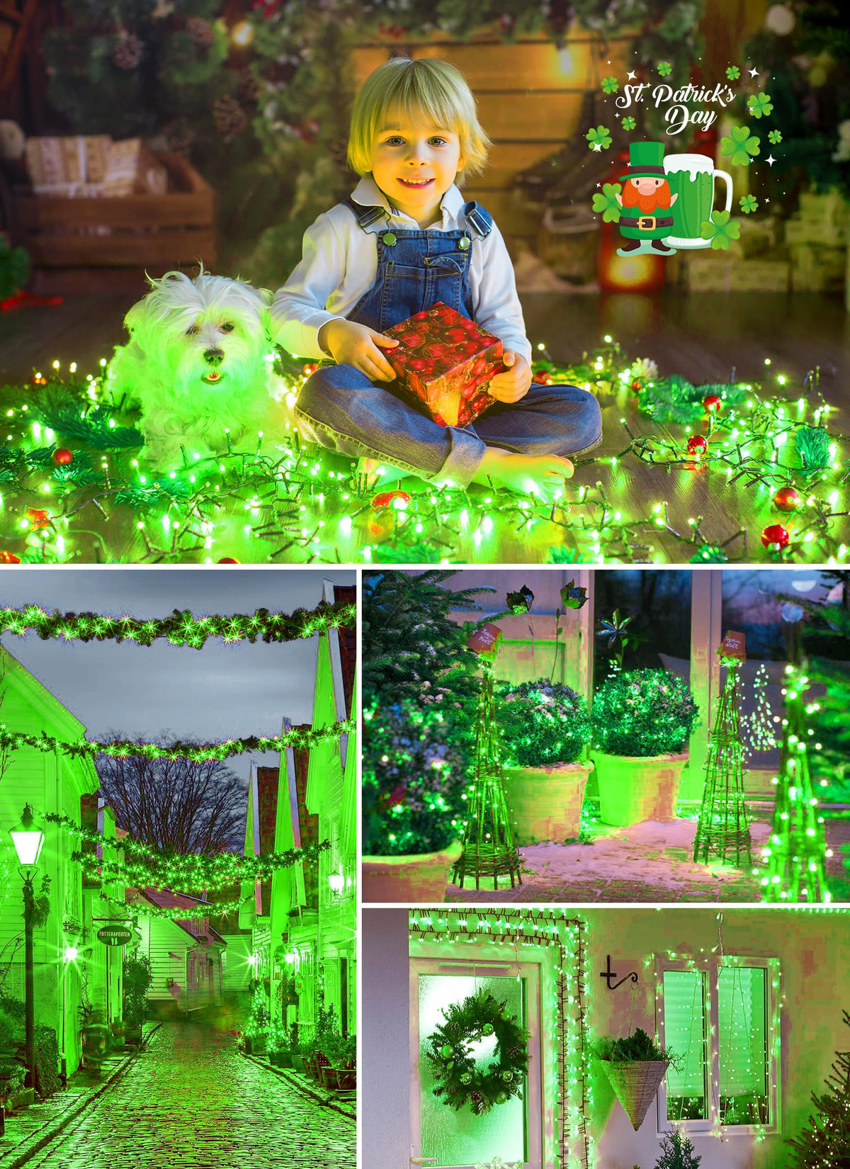 Solar Christmas String Lights, 100 LED, 40 ft