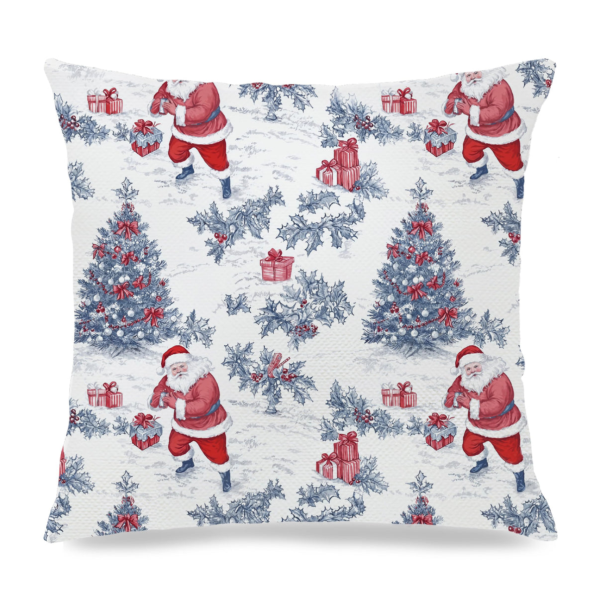 Blue Christmas Toile Pillow Covers, 18x18, Set of 2