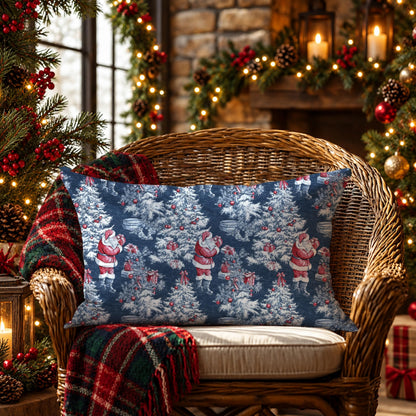 Blue Christmas Toile Pillow Covers, 18x18, Set of 2