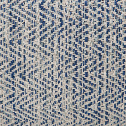 Simpli Home Cowan Blue Wool Square Pouf