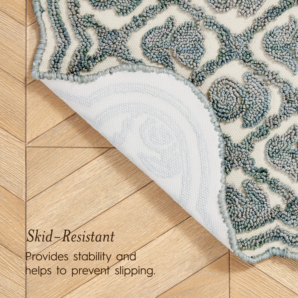 Laura Ashley Scalloped Washable Runner Rug