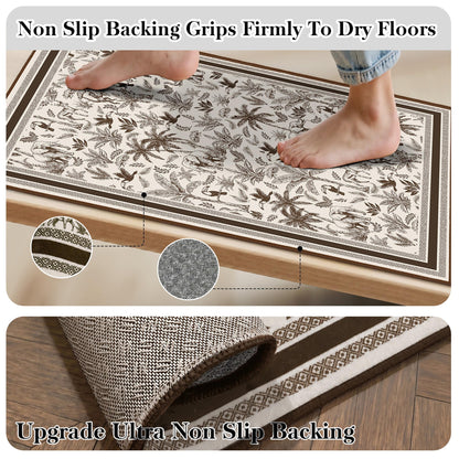 Washable French Toile Area Rug