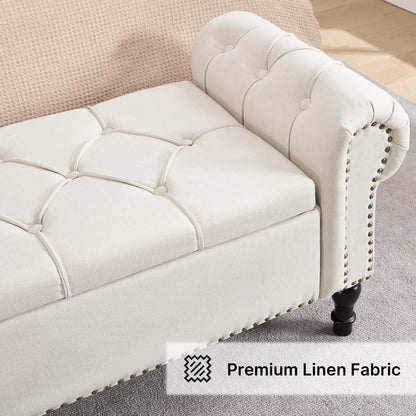 Navy Velvet Tufted Storage Bench