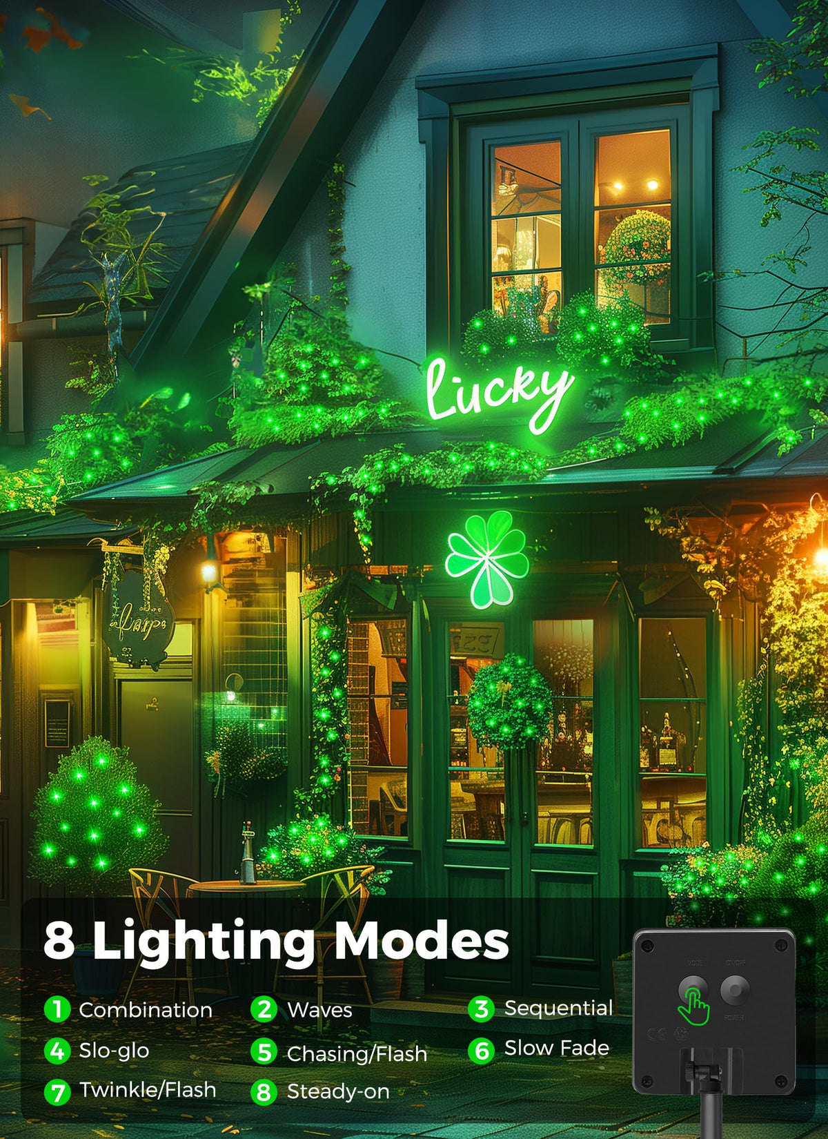 Solar Christmas String Lights, 100 LED, 40 ft