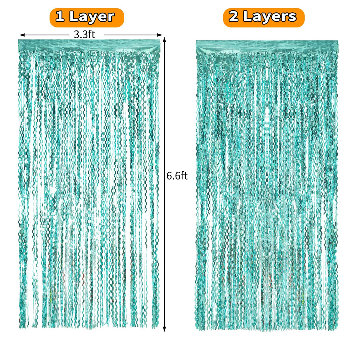Navy Blue Foil Fringe Curtains, 4 Pack