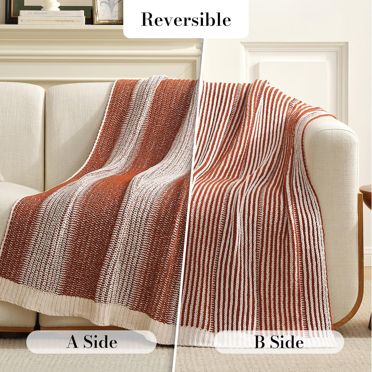 Checkered Knit Throw Blanket, Blue, 50 x 60 Inch