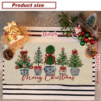 Chinoiserie Christmas Doormat, 17 x 29 Inch