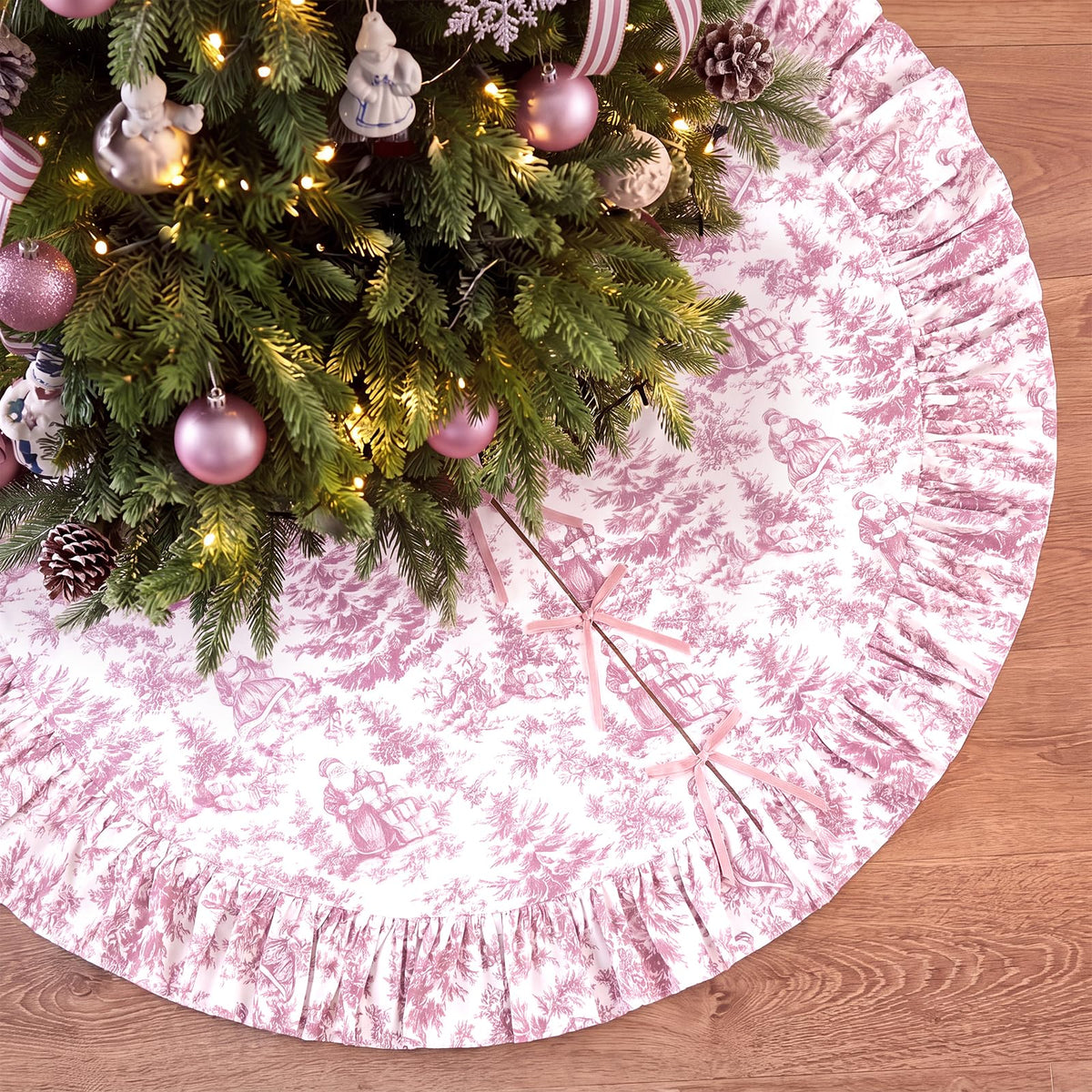 Blue Chinoiserie Christmas Tree Skirt, 48 Inch