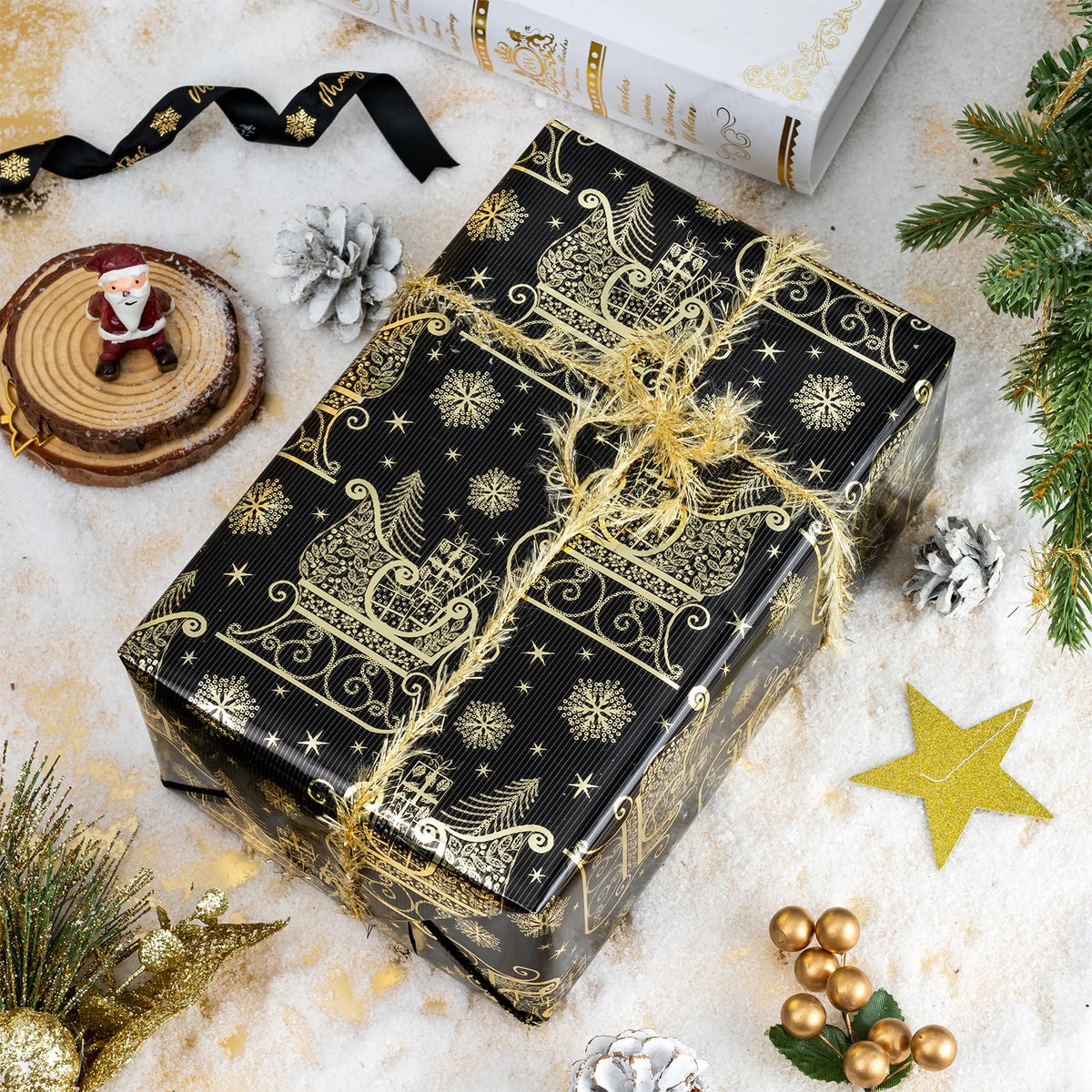 Christmas Wrapping Paper Rolls, Blue and Silver, 4 Rolls