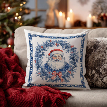 Blue Christmas Toile Pillow Covers, 18x18, Set of 2
