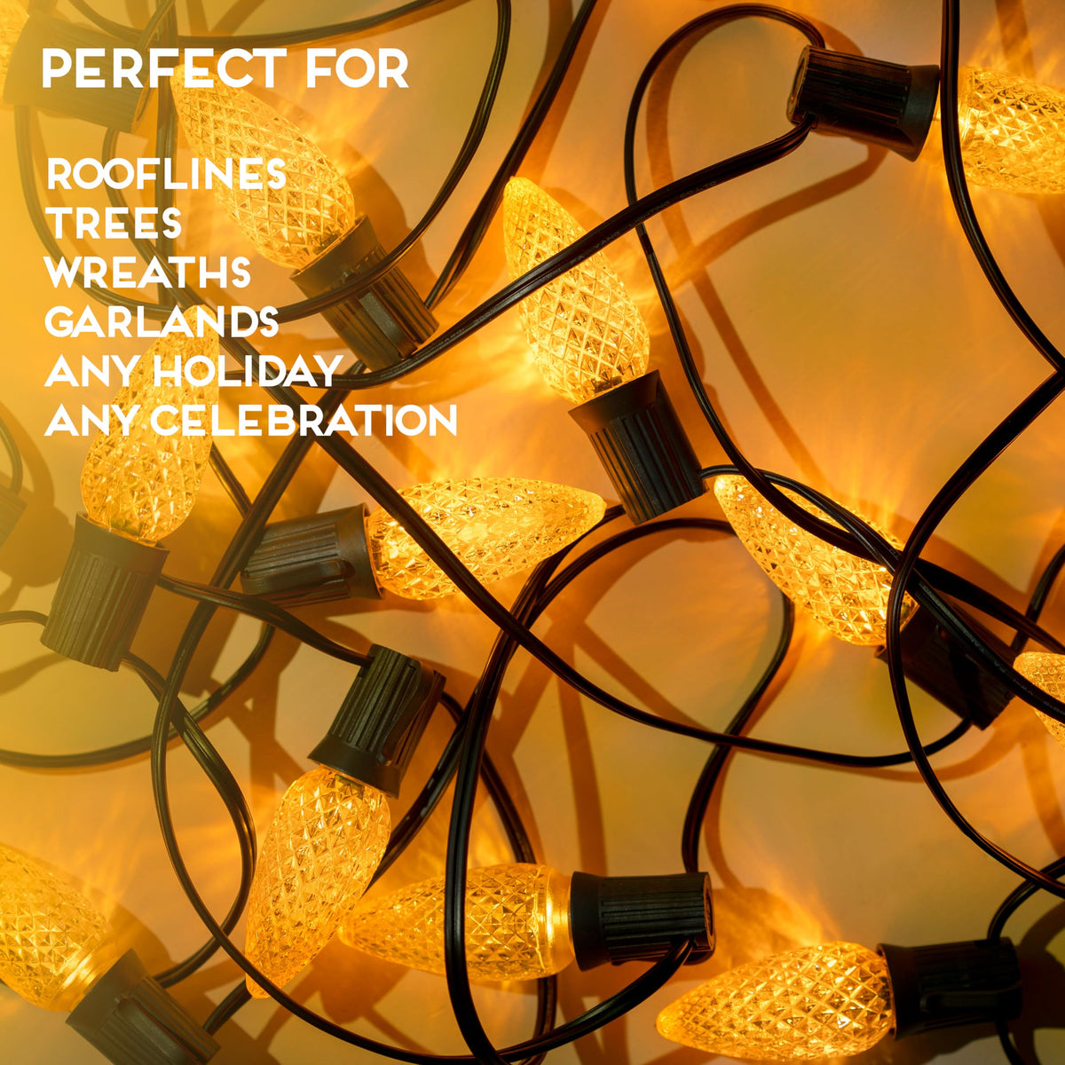 Blue C9 Faceted LED Christmas Bulbs, Set of 25