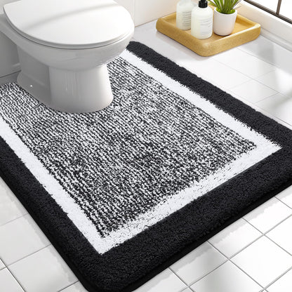 Navy and White Microfiber Bath Rug, 36 x 24