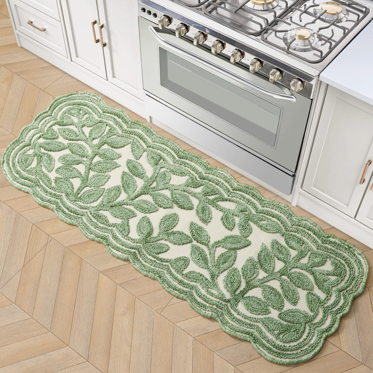 Laura Ashley Scalloped Washable Runner Rug