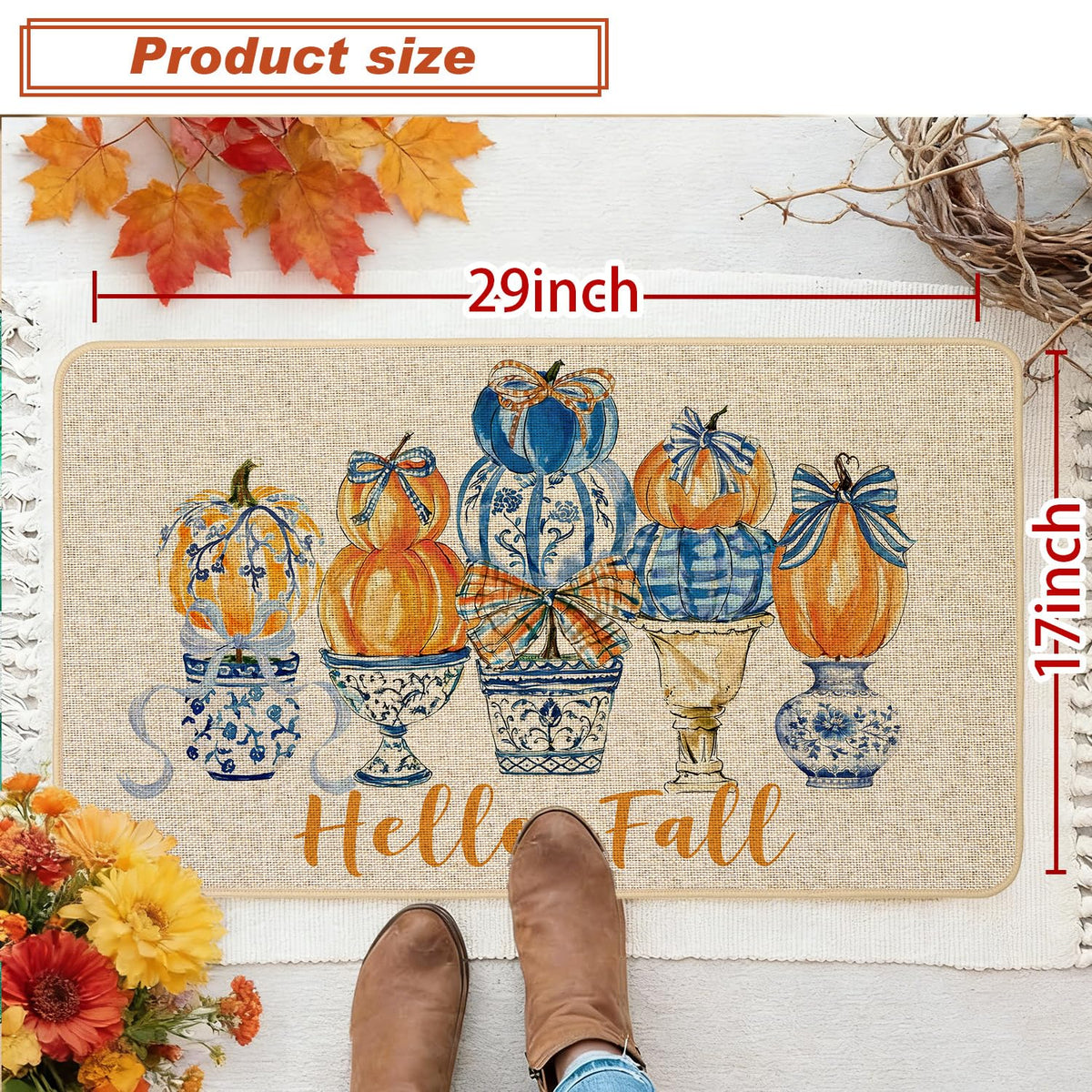 Chinoiserie Christmas Doormat, 17 x 29 Inch