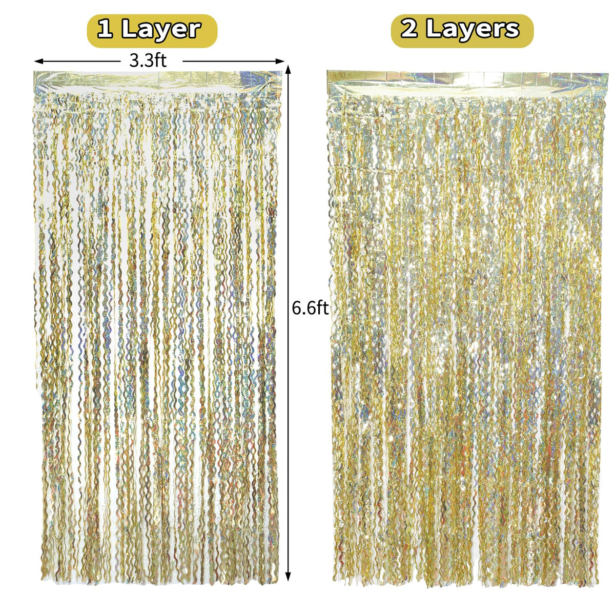 Navy Blue Foil Fringe Curtains, 4 Pack
