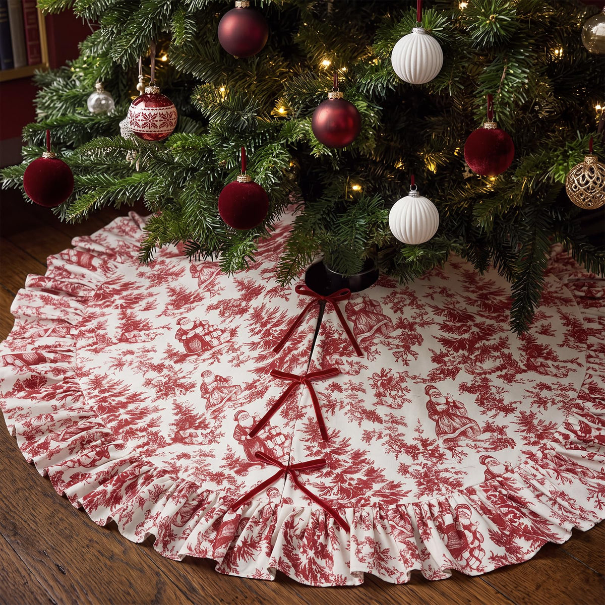 Blue Chinoiserie Christmas Tree Skirt, 48 Inch