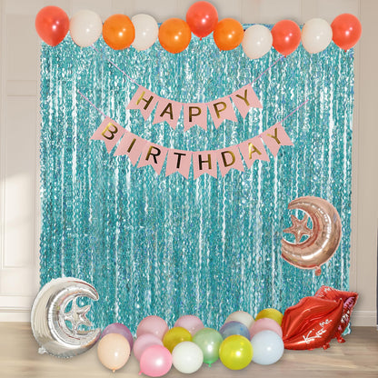 Navy Blue Foil Fringe Curtains, 4 Pack