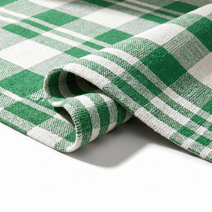 MUBIN Blue White Plaid Cotton Rug, 27.5x43
