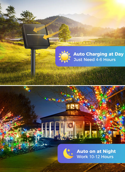 Solar Christmas String Lights, 100 LED, 40 ft