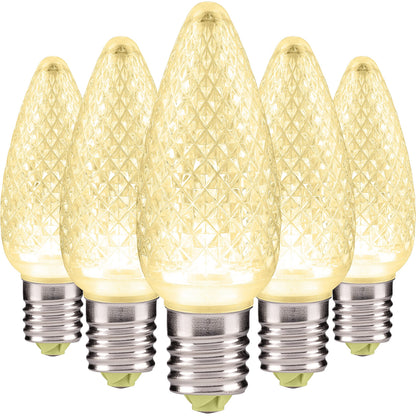Blue C9 Faceted LED Christmas Bulbs, Set of 25