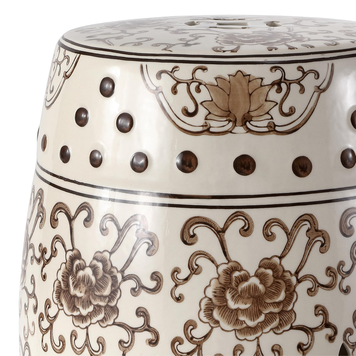 Jonathan Y Lotus Chinoiserie Garden Stool, 17.75"