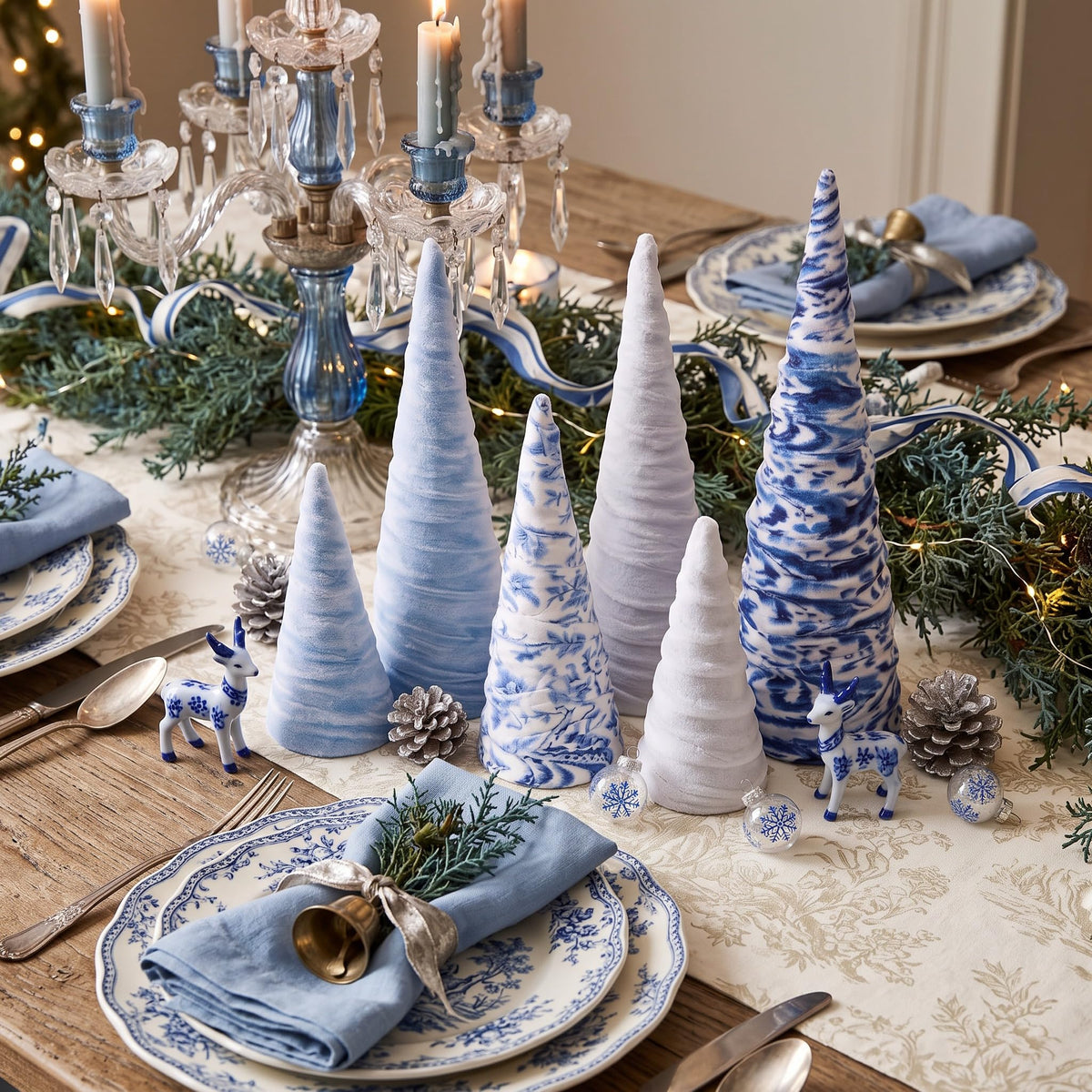 Chinoiserie Velvet Christmas Trees, Set of 6