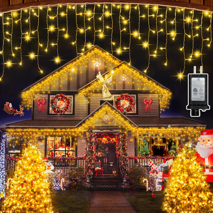 Blue and Cool White Icicle Lights, 164 ft