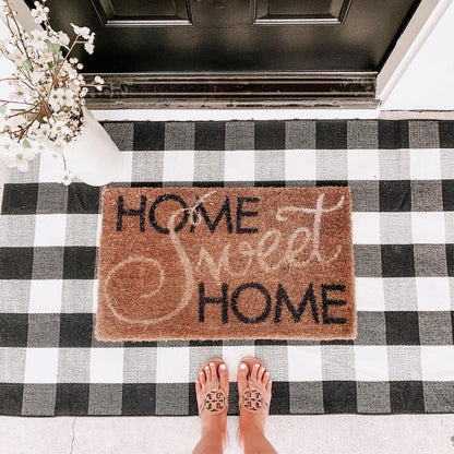 SEEKSEE Blue Buffalo Plaid Porch Rug, 27.5x43