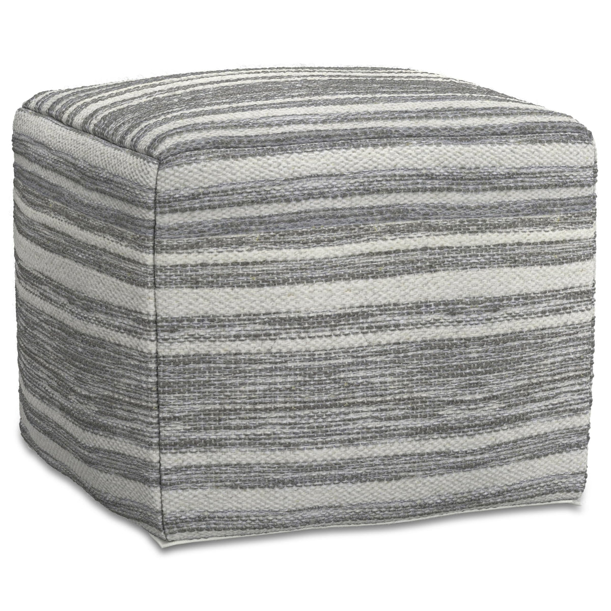 Simpli Home Cowan Blue Wool Square Pouf